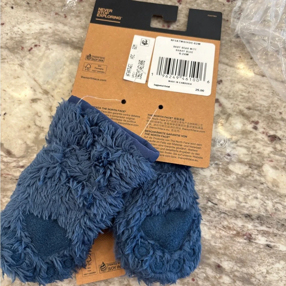 The North Face Fuzzy Blue Mittens
